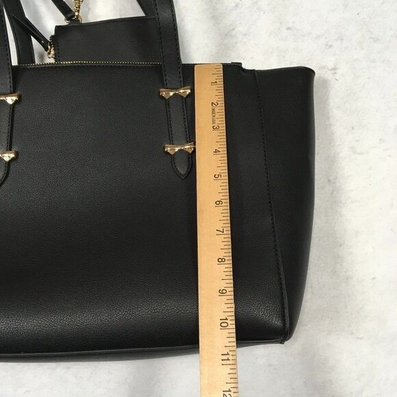 NWOT Anne Klein Black Laptop Bag Wristlet Gold Hardware Bows Faux Leather Career - Picture 15 of 16